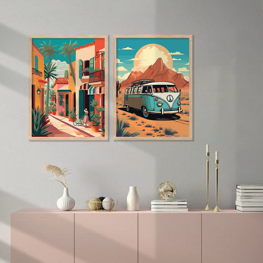 Vibrant City Art Frames for Living Room Bedroom Home Wall Decor : Travel Lovers