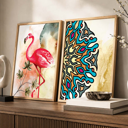 Nature Inspired Colorful Flamingo Print