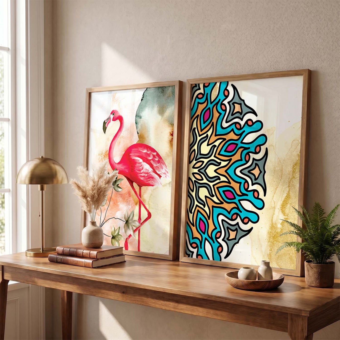 Nature Inspired Colorful Flamingo Print