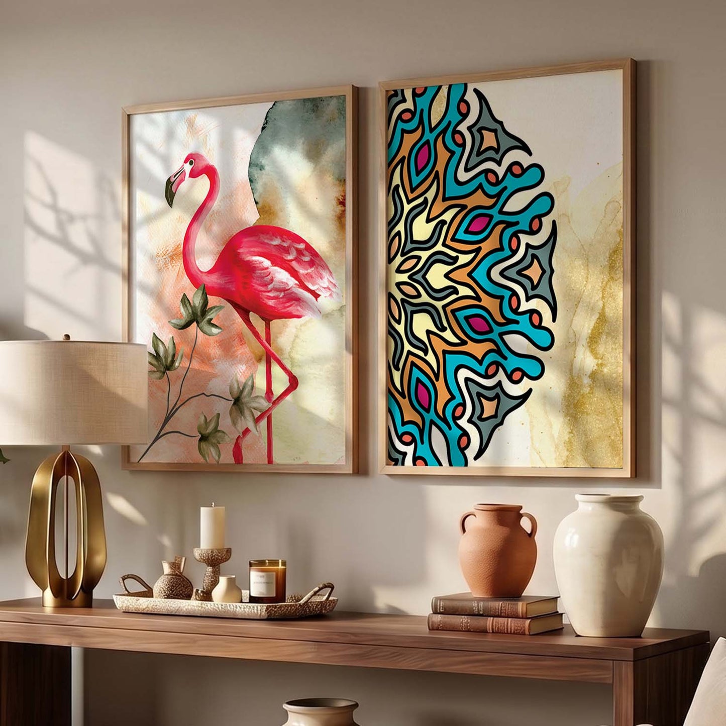 Nature Inspired Colorful Flamingo Print