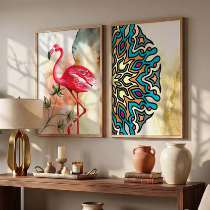 Nature Inspired Colorful Flamingo Print