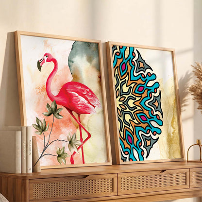 Nature Inspired Colorful Flamingo Print