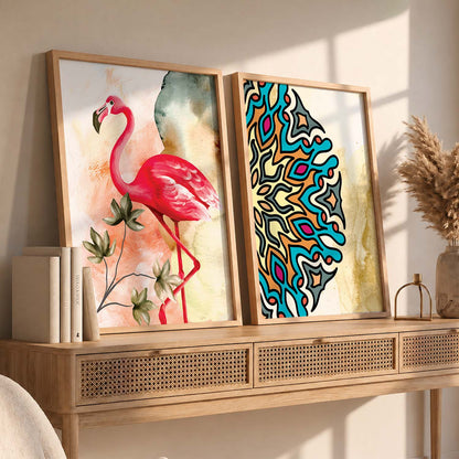 Nature Inspired Colorful Flamingo Print