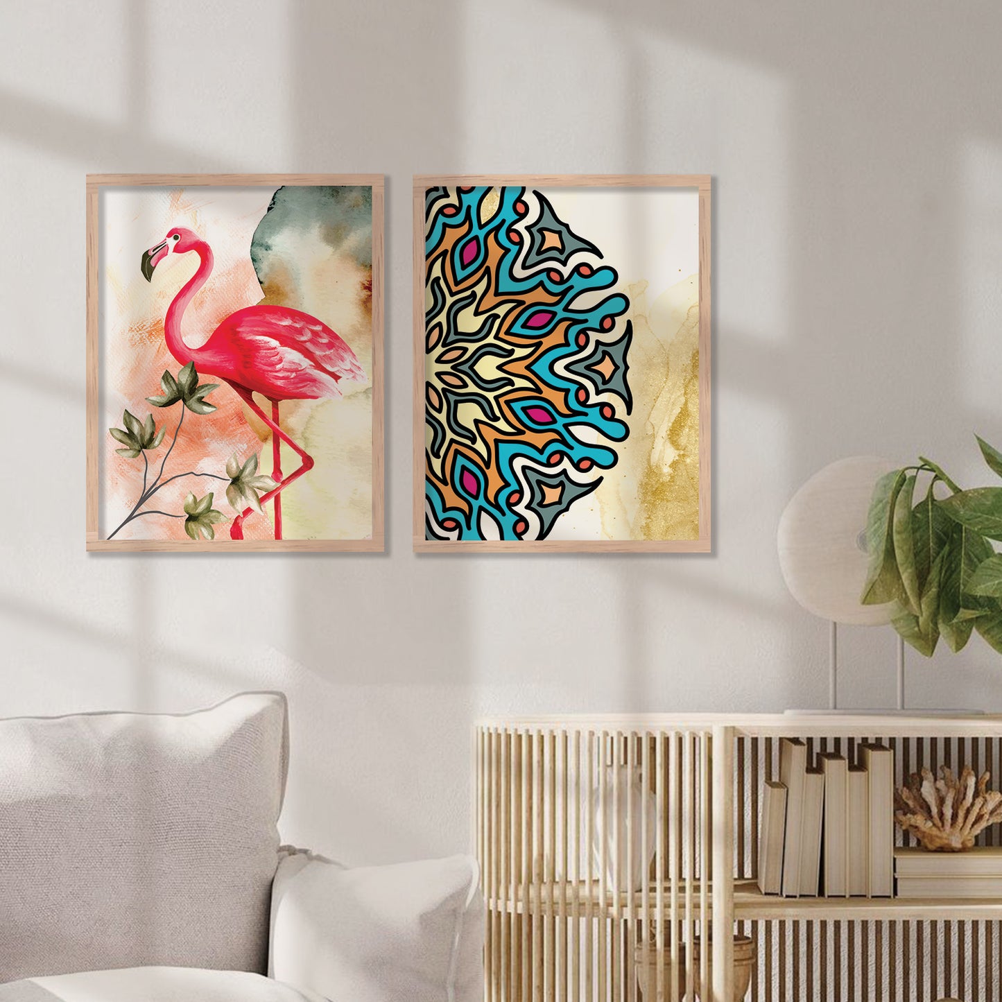 Nature Inspired Colorful Flamingo Painting-Kotart