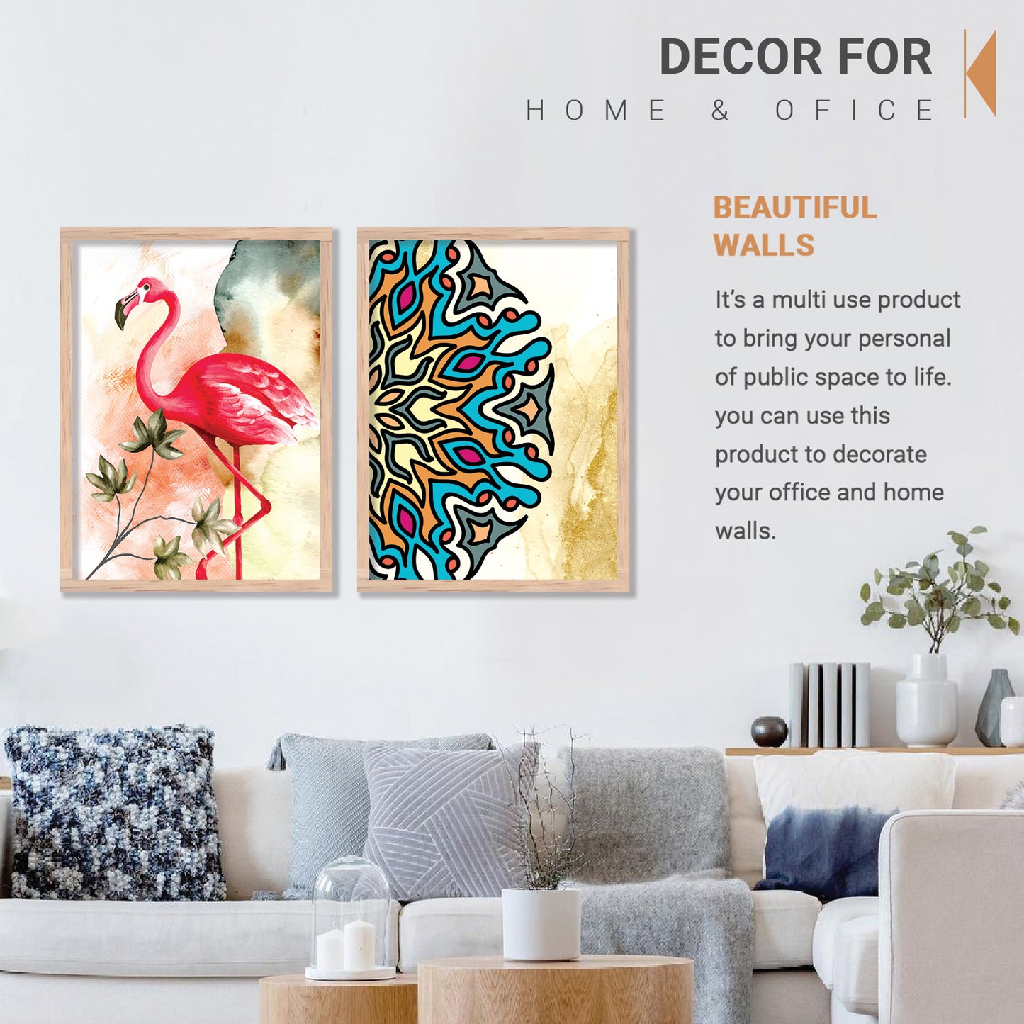 Nature Inspired Colorful Flamingo Painting-Kotart