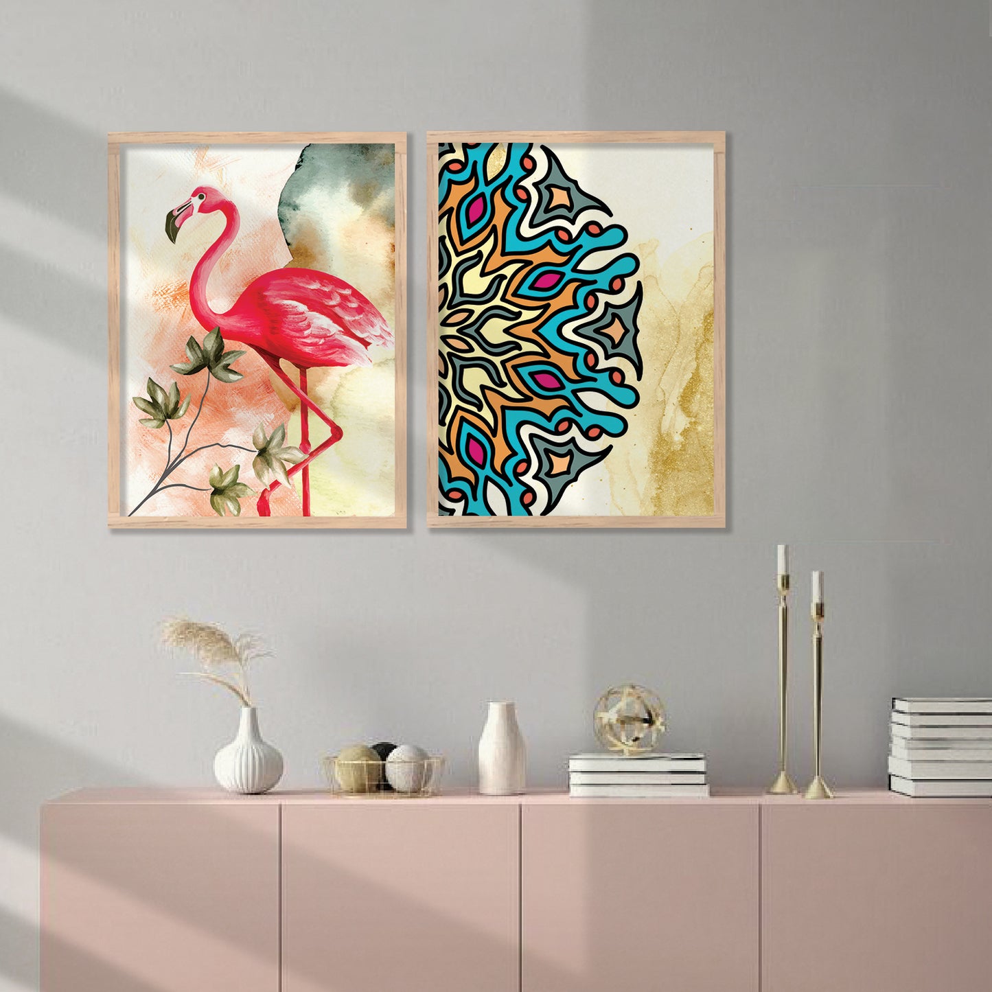 Nature Inspired Colorful Flamingo Painting-Kotart