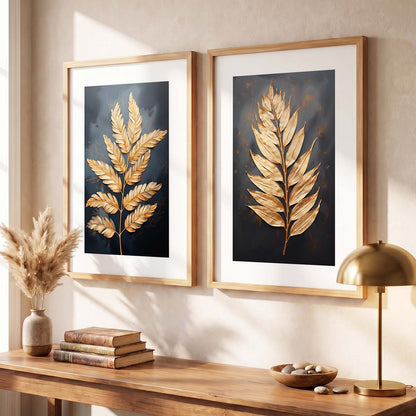 Beautiful Golden Leafs Print with Frame