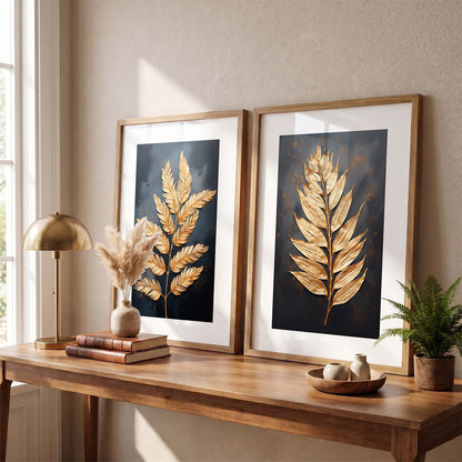 Beautiful Golden Leafs Print with Frame