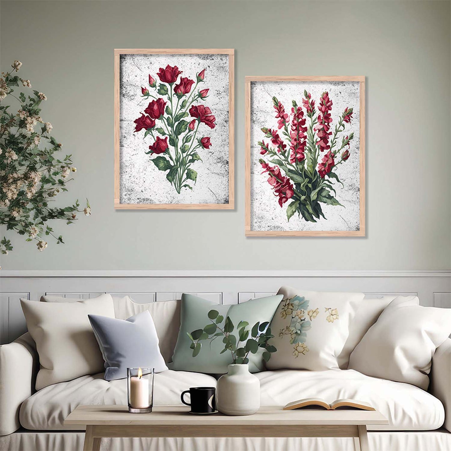 Floral Wall Art Home Decor For Living Room Office