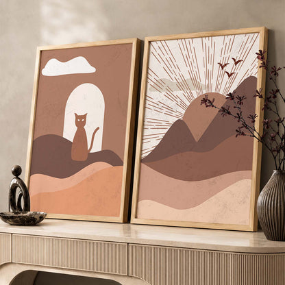 Abstract Boho Calm Wall Art Set of 2 Framed Prints
