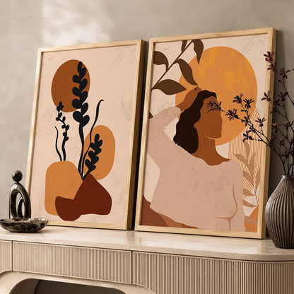 Silhouette Boho Wall Art Set of 2 Framed Prints