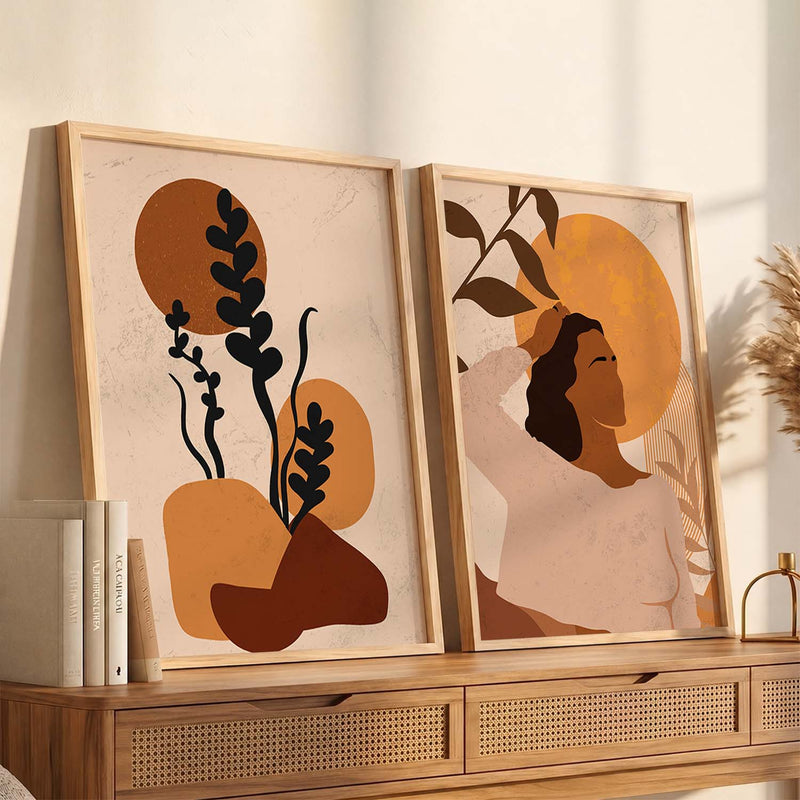 Silhouette Boho Wall Art Set of 2 Framed Prints