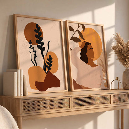 Silhouette Boho Wall Art Set of 2 Framed Prints