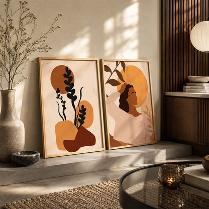Silhouette Boho Wall Art Set of 2 Framed Prints