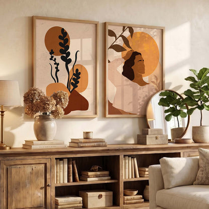 Silhouette Boho Wall Art Set of 2 Framed Prints