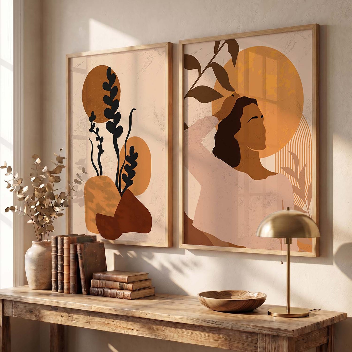 Silhouette Boho Wall Art Set of 2 Framed Prints