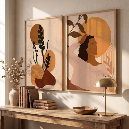 Silhouette Boho Wall Art Set of 2 Framed Prints