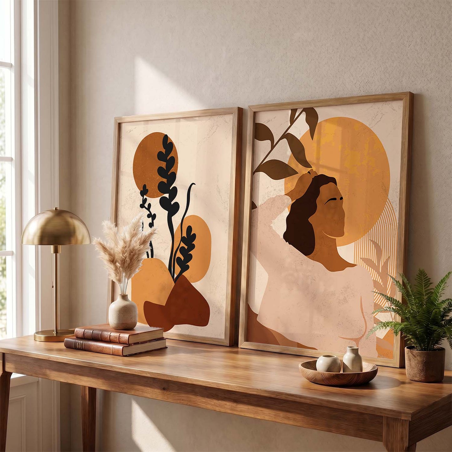 Silhouette Boho Wall Art Set of 2 Framed Prints