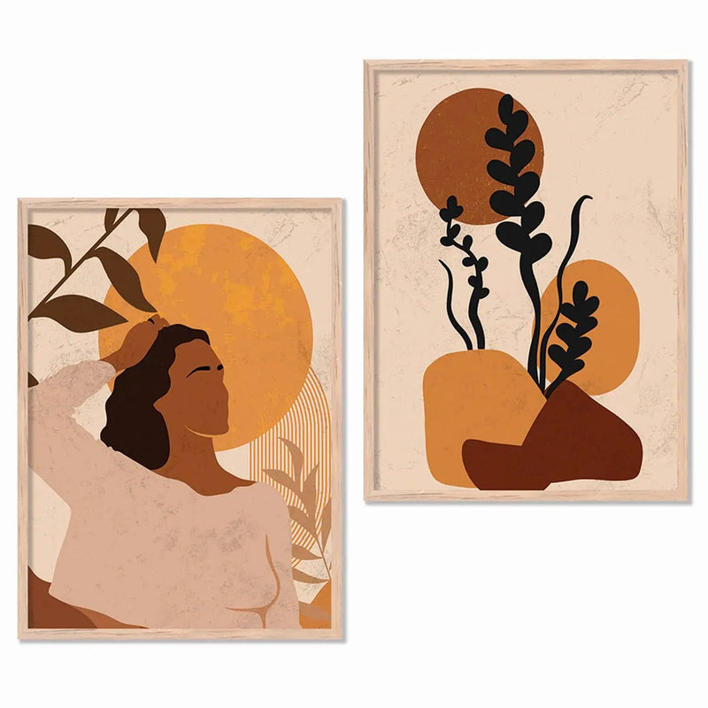 Boho Framed Wall Art Prints | Set of 2 | Home Decor