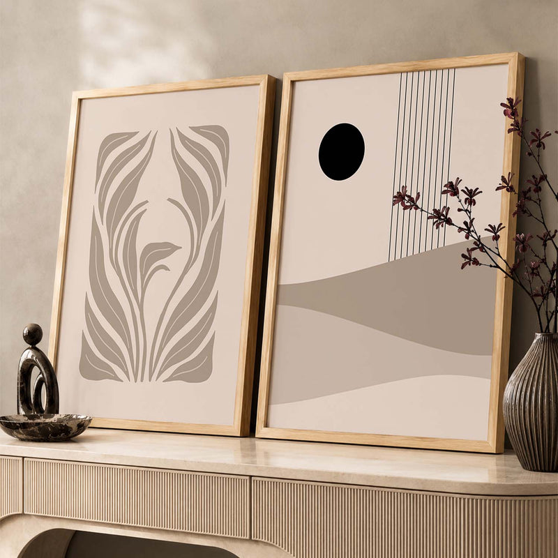 Earthy Abstract Boho Wall Art Set of 2 Framed Prints