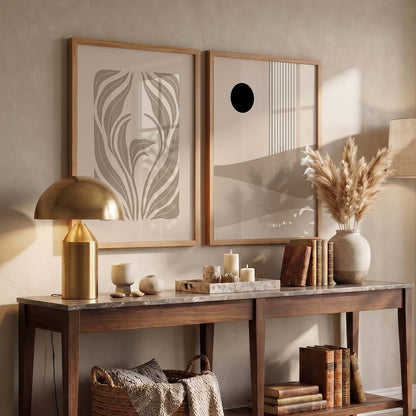 Earthy Abstract Boho Wall Art Set of 2 Framed Prints