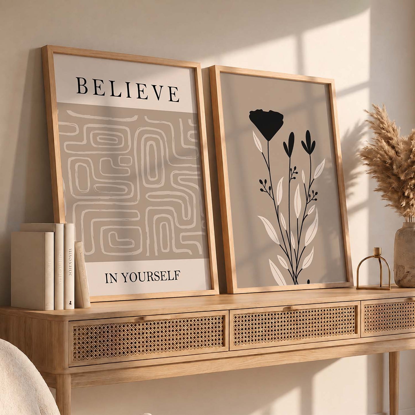 Earthy Botanical Wall Art Set of 2 Framed Prints