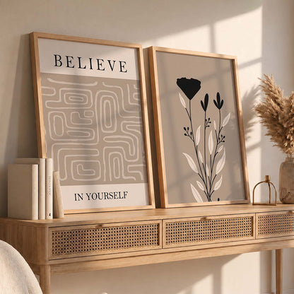 Earthy Botanical Wall Art Set of 2 Framed Prints