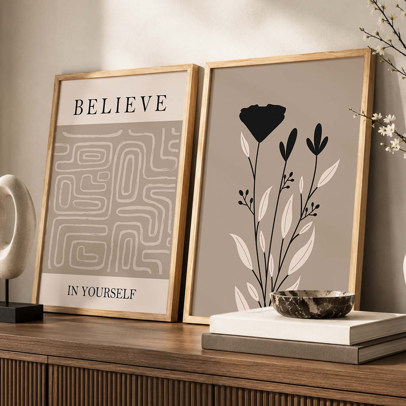 Earthy Botanical Wall Art Set of 2 Framed Prints