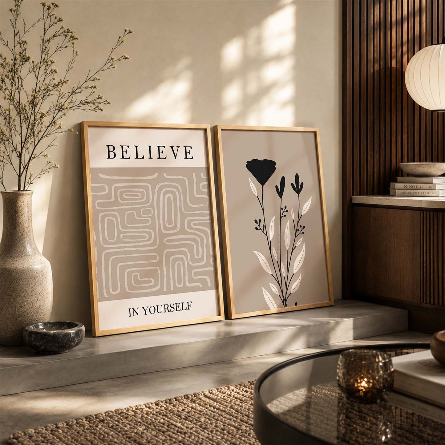 Earthy Botanical Wall Art Set of 2 Framed Prints