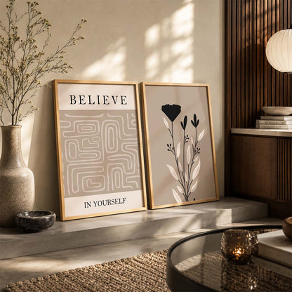 Earthy Botanical Wall Art Set of 2 Framed Prints