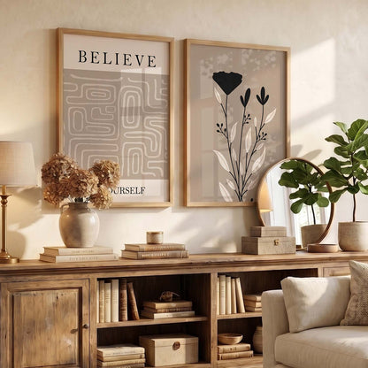 Earthy Botanical Wall Art Set of 2 Framed Prints