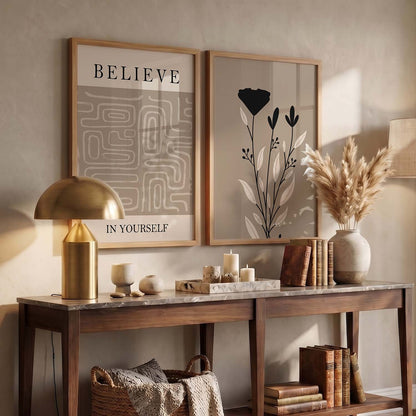 Earthy Botanical Wall Art Set of 2 Framed Prints