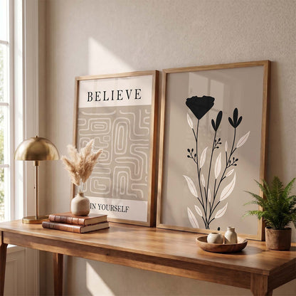 Earthy Botanical Wall Art Set of 2 Framed Prints
