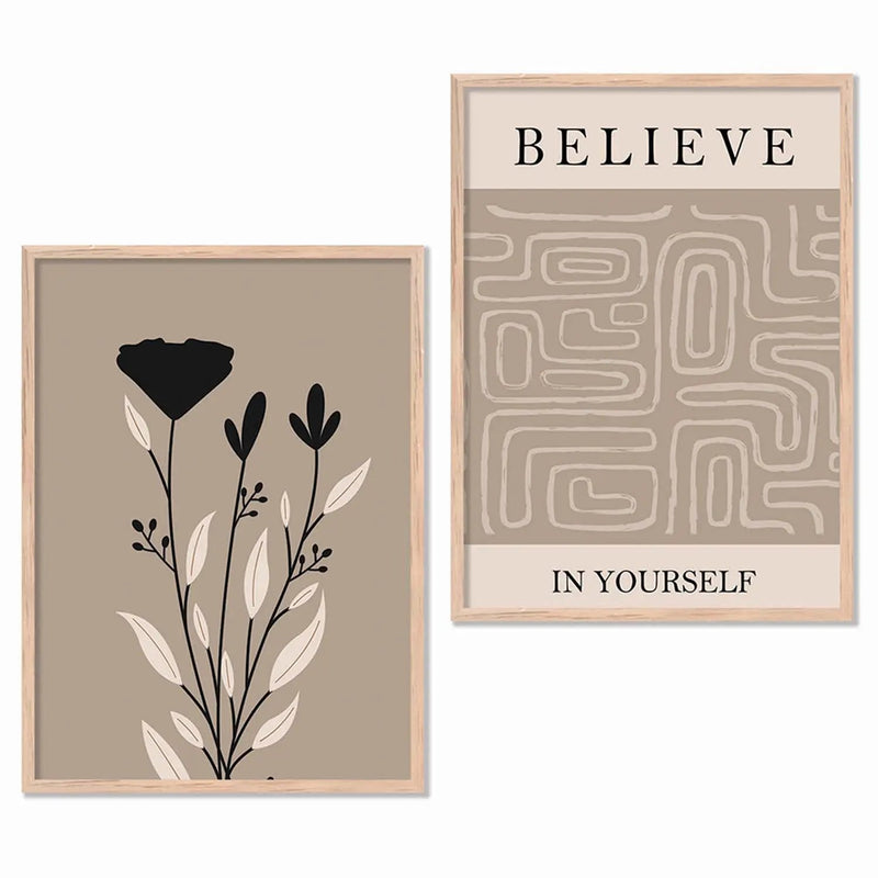 Boho Framed Wall Art Prints | Set of 2 | Home Decor