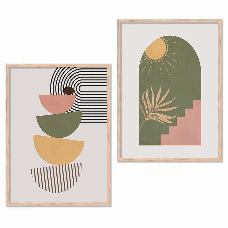 Boho Framed Wall Art Prints | Set of 2 | Home Decor