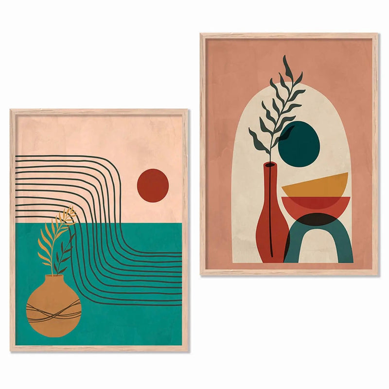 Boho Framed Wall Art Prints | Set of 2 | Home Decor