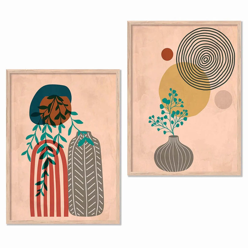 Boho Framed Wall Art Prints | Set of 2 | Home Decor