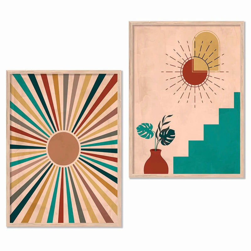 Boho Framed Wall Art Prints | Set of 2 | Home Decor