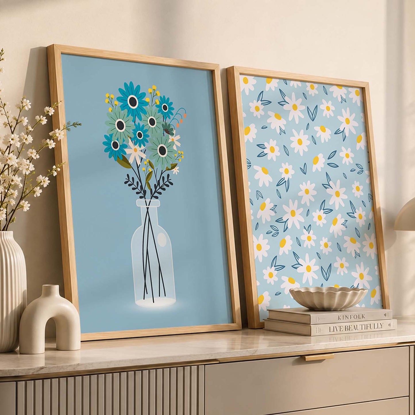 Floral Wall Art Home Decor, Poster With Frames