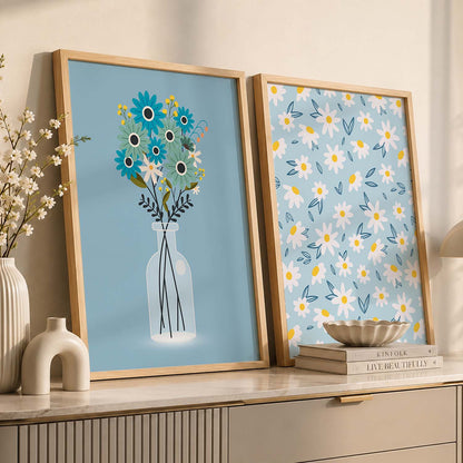 Floral Wall Art Home Decor, Poster With Frames