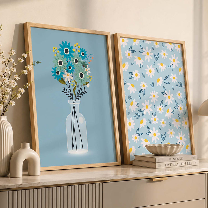 Floral Wall Art Home Decor, Poster With Frames