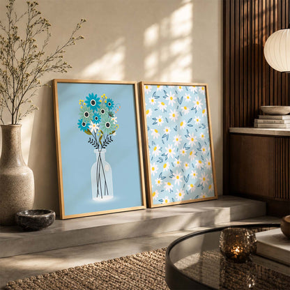 Floral Wall Art Home Decor, Poster With Frames