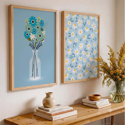 Floral Wall Art Home Decor, Poster With Frames
