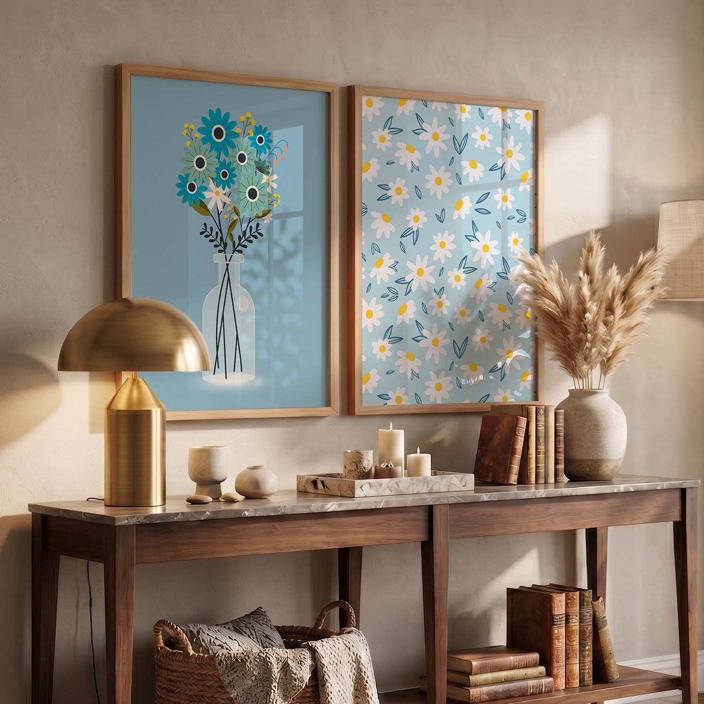 Floral Wall Art Home Decor, Poster With Frames