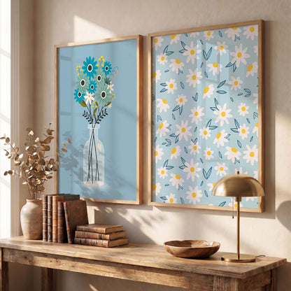 Floral Wall Art Home Decor, Poster With Frames