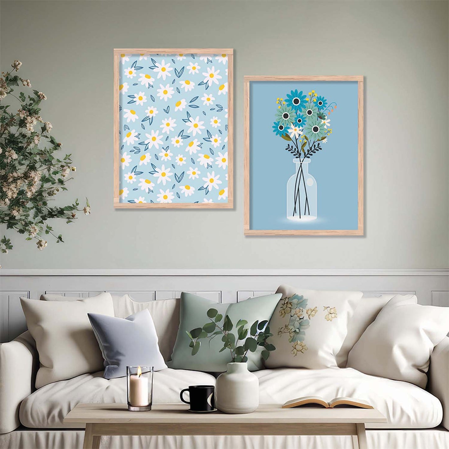 Floral Wall Art Home Decor, Poster With Frames