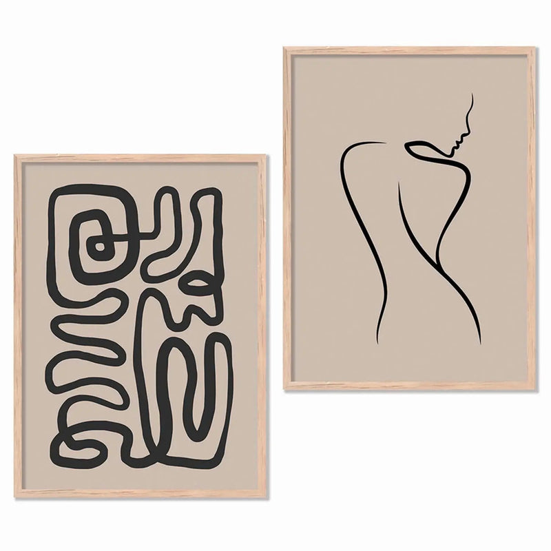 Boho Framed Wall Art Prints | Set of 2 | Home Decor