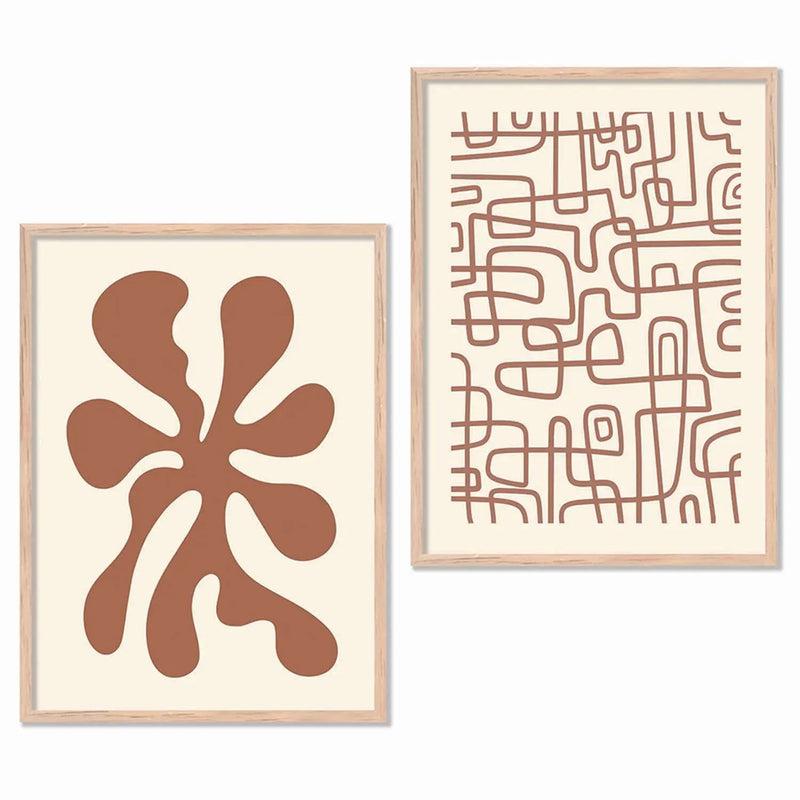 Boho Framed Wall Art Prints | Set of 2 | Home Decor