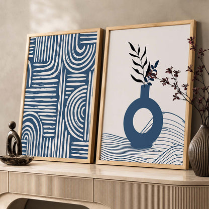 Abstract Boho Wall Art Set of 2 Framed Prints
