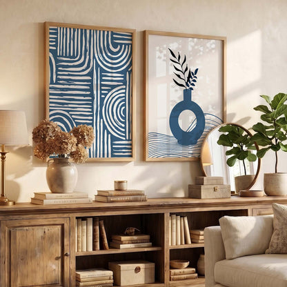 Abstract Boho Wall Art Set of 2 Framed Prints